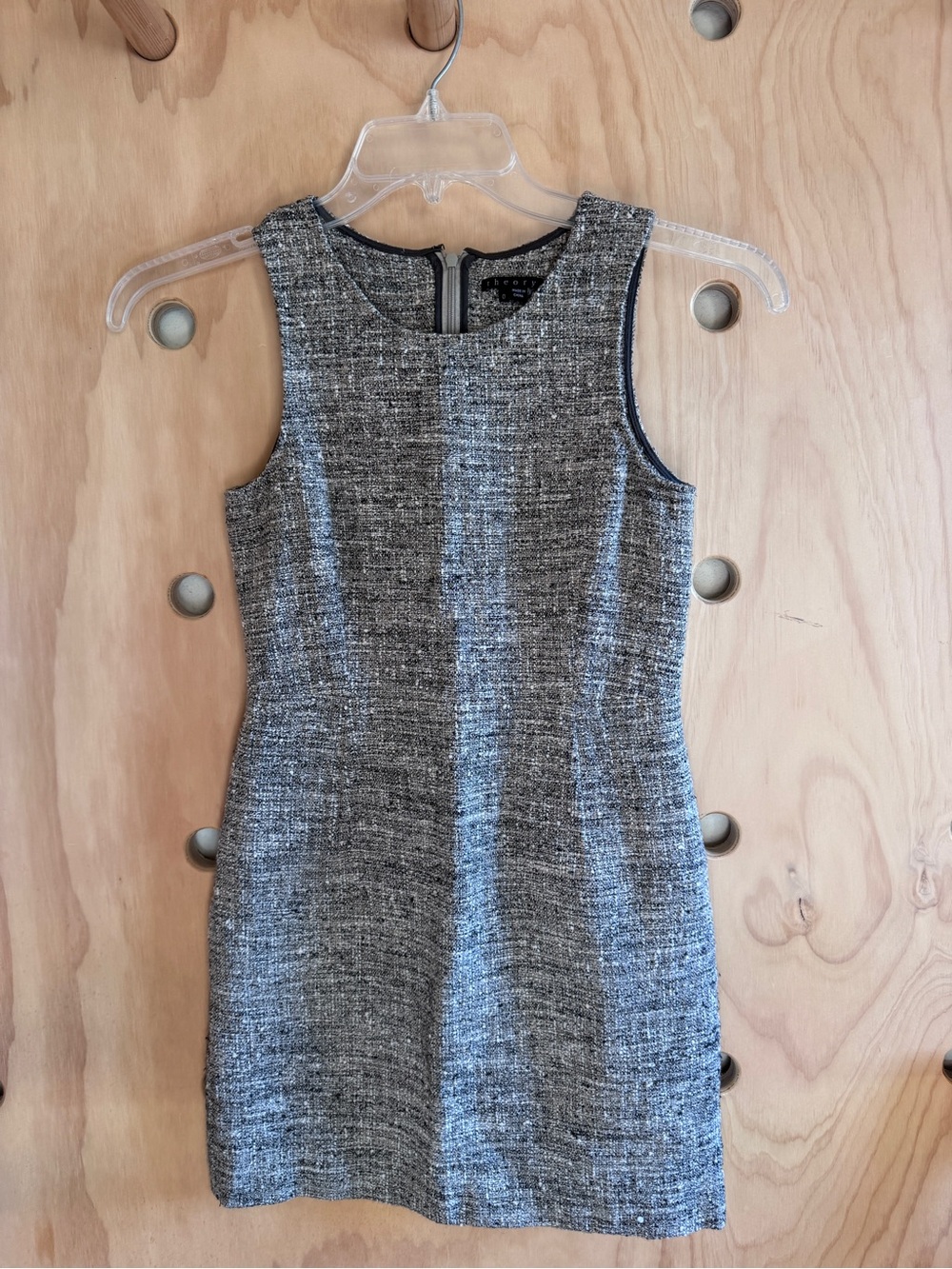 Theory Gray Tweed Sleeveless Shift Dress